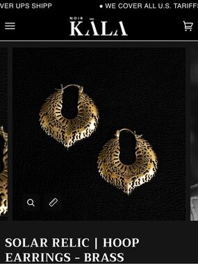 Solar Relic Brass Hoop Earrings - Gold